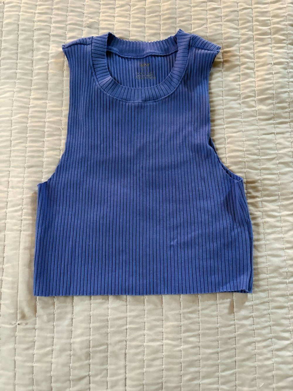 aerie Ribbed Cropped Tank Top - Blue